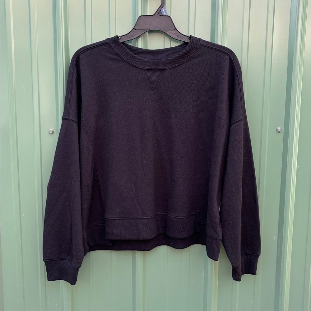 Women’s Ribbed Panel Sweatshirt with Long Sleeves Black Size XXXL